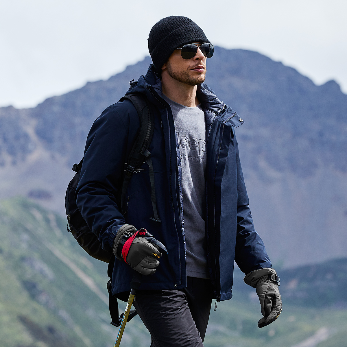 Shop Jeep 户外3合1可拆卸抓绒防水防风夹克 JP042094082