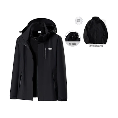 Jeep Outdoor 3-in-1 Hooded Jacket with Letter Print for Men - Fall/Winter 22MB773JC8090