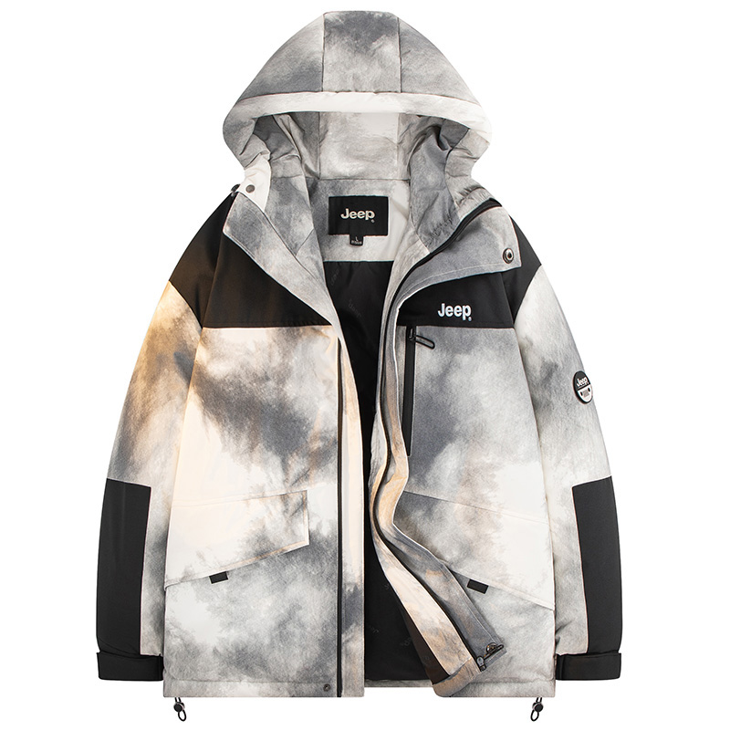 Jeep Outdoor Camo Patchwork Puffer Jacket Unisex - Logo, Windproof & Warm P84JMWD026