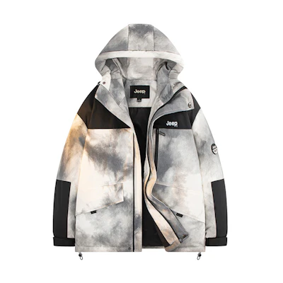 Jeep Outdoor Camo Patchwork Puffer Jacket Unisex - Logo, Windproof & Warm P84JMWD026