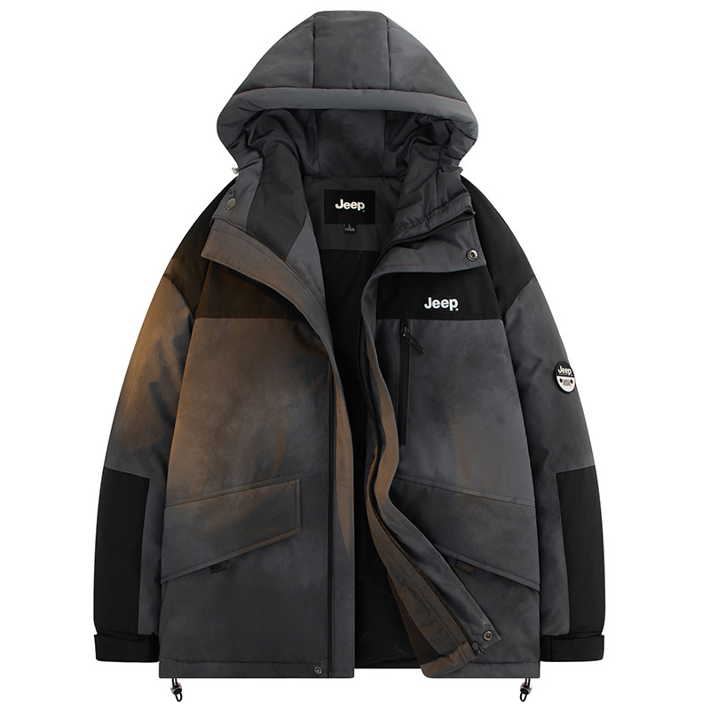Details for Jeep 户外迷彩拼接羽绒服 男女同款 - 标志防风保暖外套 P84JMWD026
