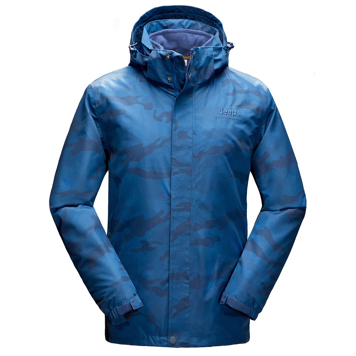 Jeep Outdoor Camouflage Waterproof Windproof Fleece Hooded Jacket J942094089