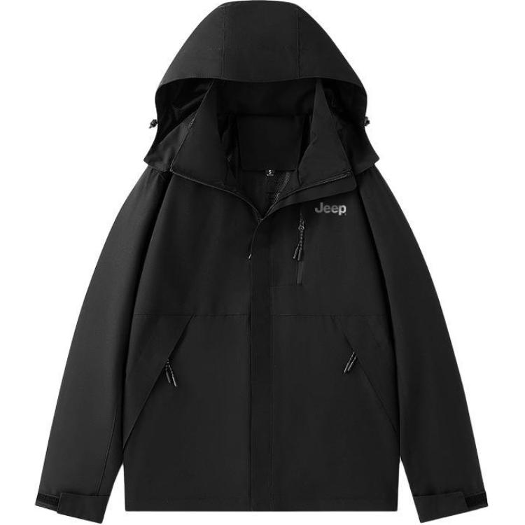Jeep Outdoor Colorblock Hooded Jacket Waterproof Windproof Hiking Unisex P843MWJ251