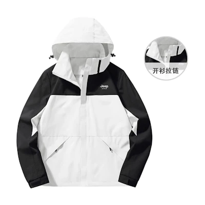 Jeep Outdoor Colorblock Hoodie Jacket Waterproof Windproof Unisex Winter Coat JR7606