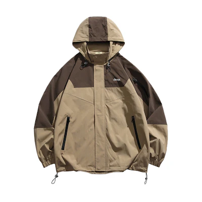 Jeep Outdoor Colorblock Windproof Waterproof Adjustable Hooded Jacket Unisex P841MWJ479M