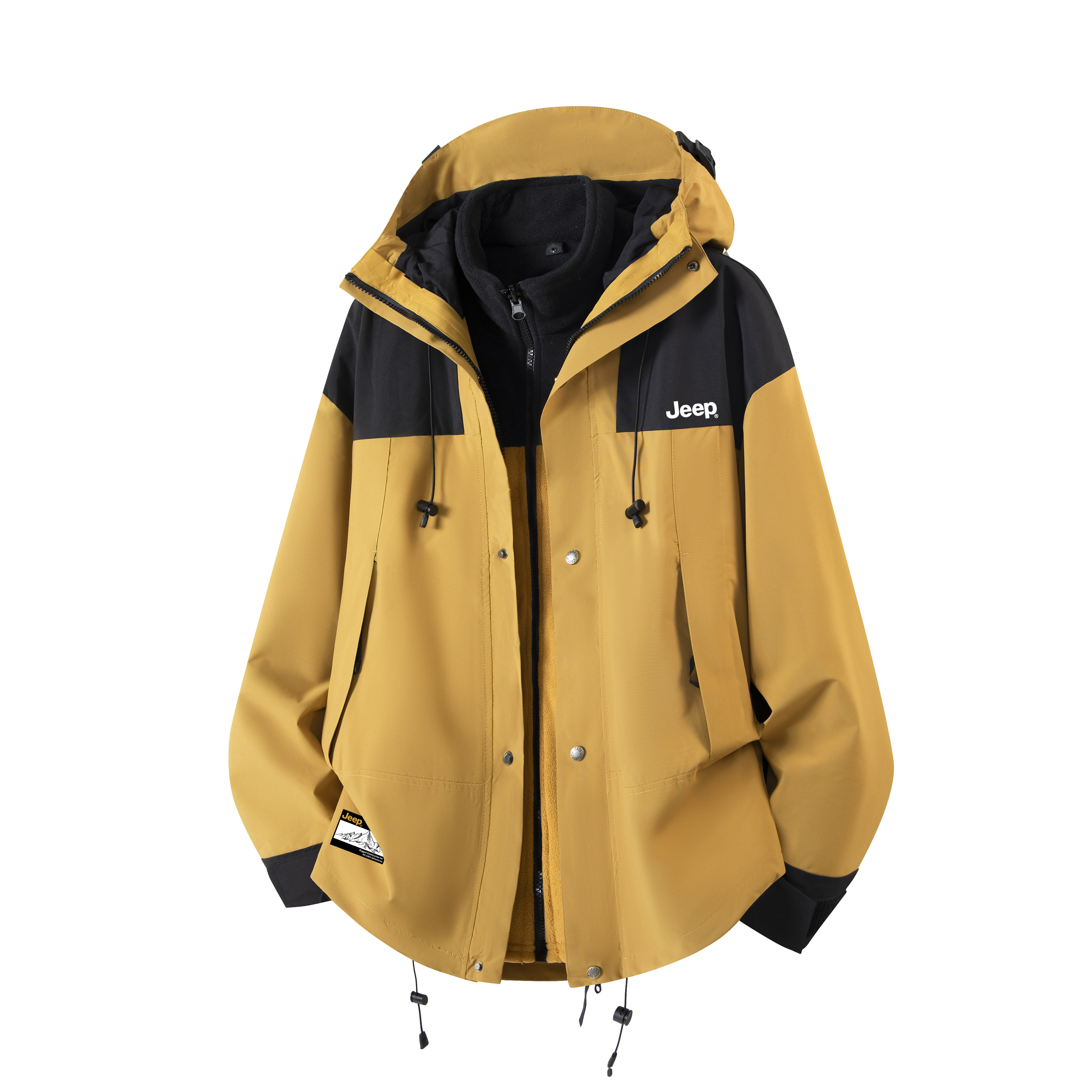 Jeep Outdoor Fleece-Lined Waterproof Windproof Hooded Jacket Unisex P741MWJ067