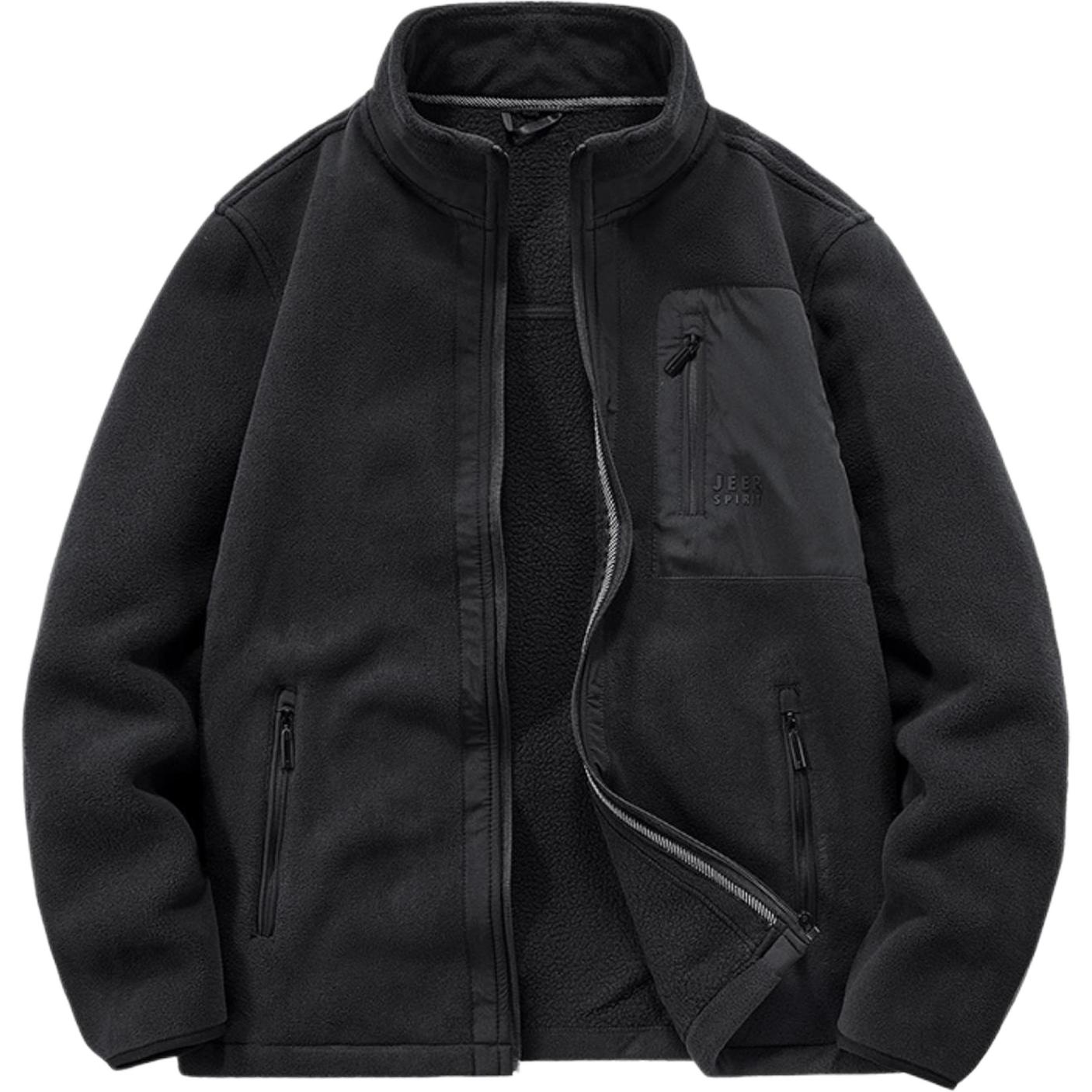 Jeep Outdoor Fleece Jacket Thickened Warm Solid Color Casual Coat HDS0295