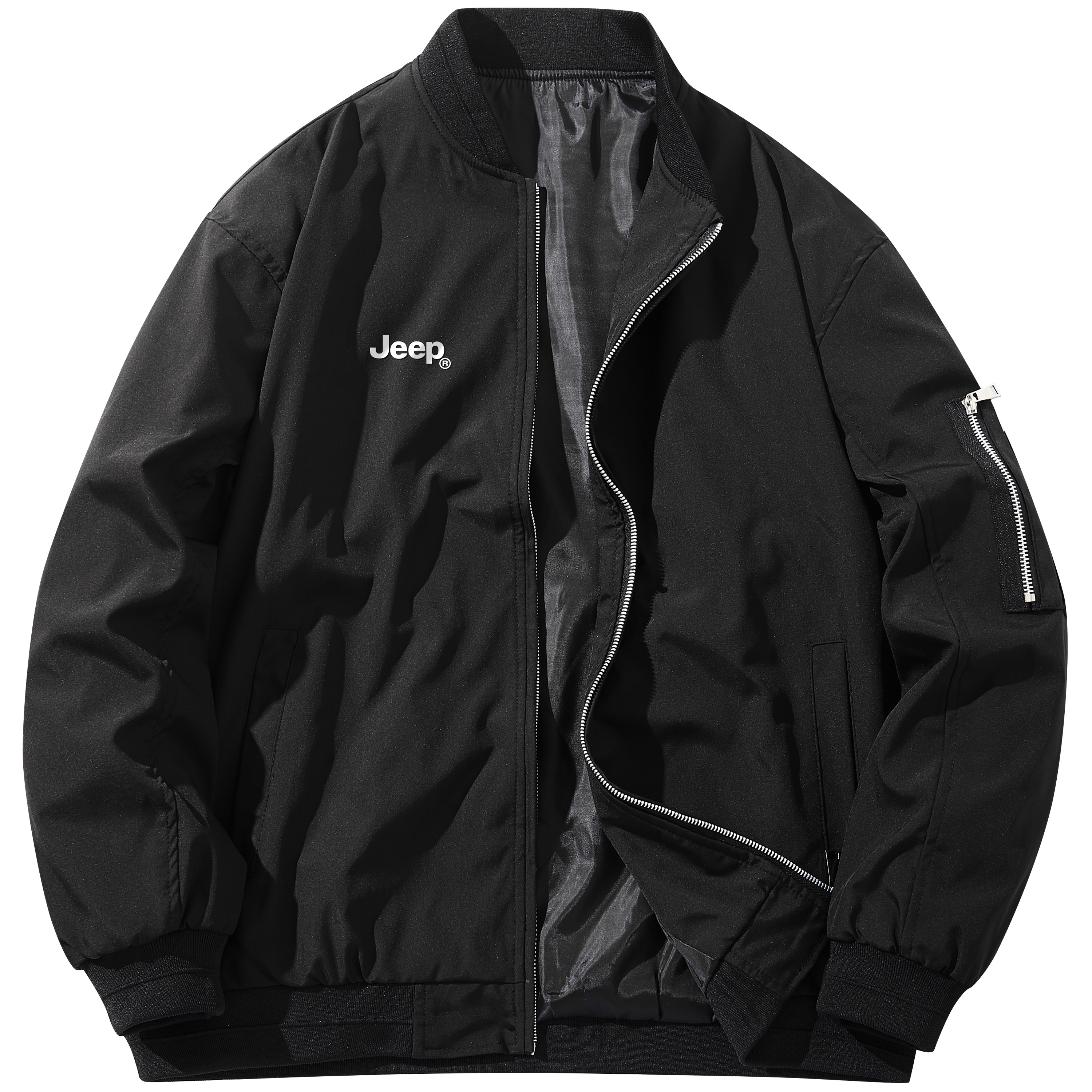 Jeep Outdoor Letter Print Baseball Collar Flight Jacket Unisex Casual Style P841MWJ669-jd