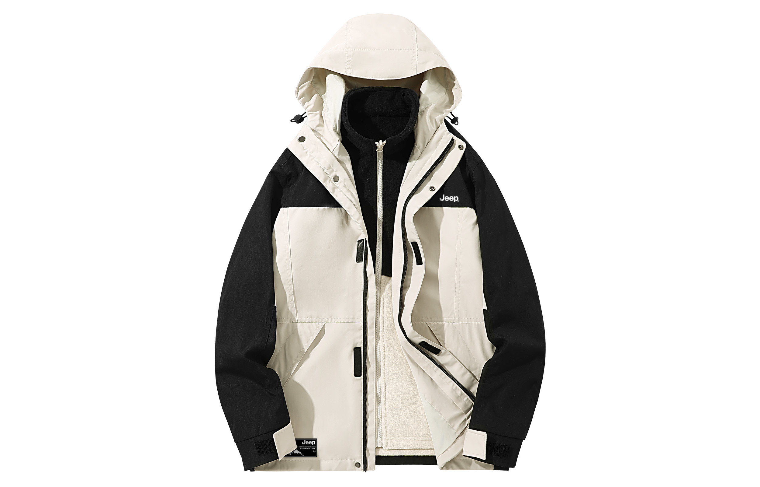 Jeep Outdoor Waterproof Windbreaker Jacket 3-in-1 Detachable Fleece Unisex P741MWJ948