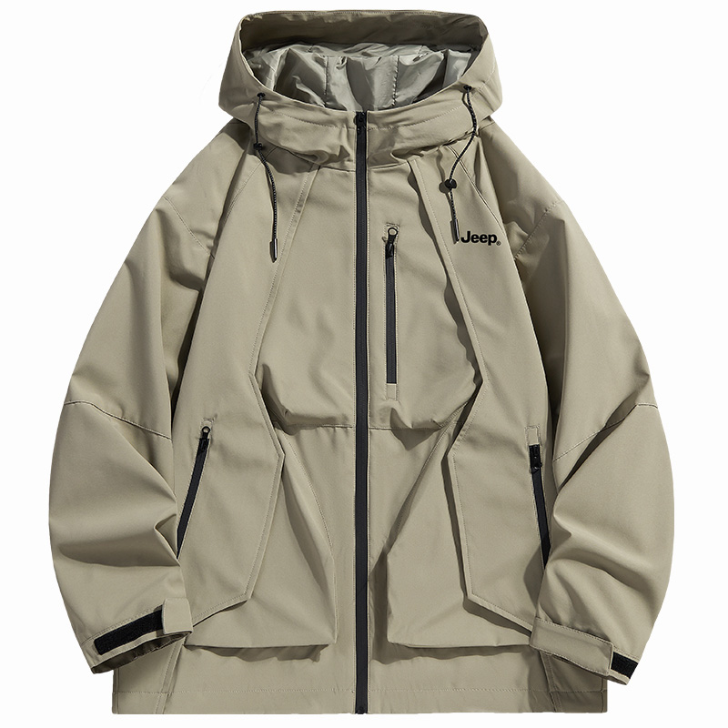 Jeep Outdoor Waterproof Windbreaker Jacket with Logo Print - Unisex P843MWJ293