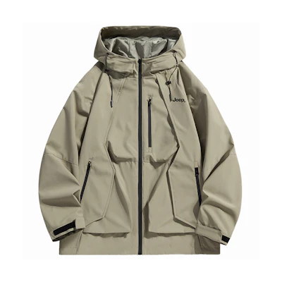 Jeep Outdoor Waterproof Windbreaker Jacket with Logo Print - Unisex P843MWJ293