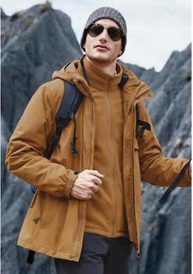 Jeep户外防水防风连帽三合一夹克徒步保暖男女通用 J042094075P 2