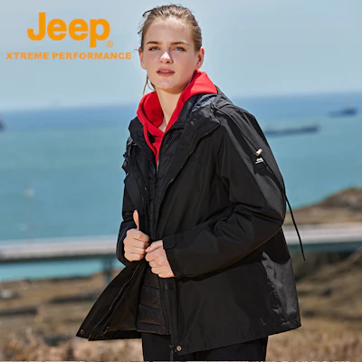Jeep户外防水防风连帽羽绒服男女通用-三合一登山外套 DWJ142084068 Purchase Jeep户外防水防风连帽羽绒服男女通用-三合一登山外套 DWJ142084068