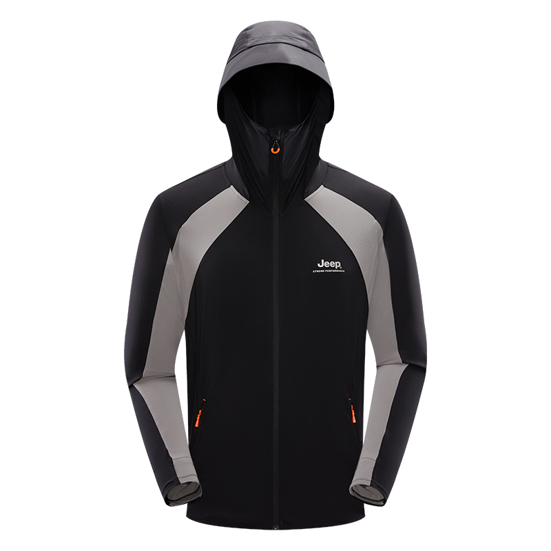 Jeep Outdoor Windbreaker with Logo Letter Print and Patchwork Design. JXP412075298