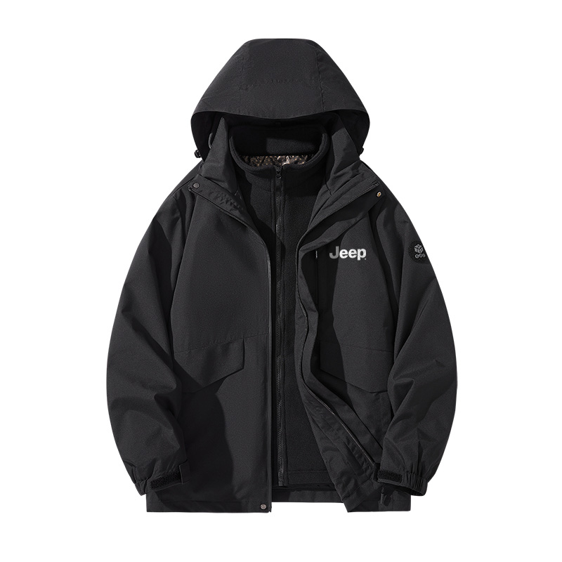 Jeep Outdoor Windproof Waterproof Hiking Three-in-One Hooded Jacket Unisex P743MWJ206