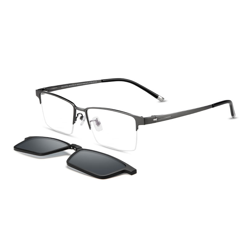 Jeep Polarized Titanium Half-Frame Optical Glasses for Men - Square Design JEEP/T7068