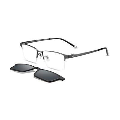 Jeep Polarized Titanium Half-Frame Optical Glasses for Men - Square Design JEEP/T7068