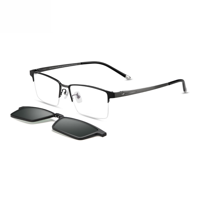 Shop Jeep男款偏光钛金半框方形光学眼镜 JEEP/T7068