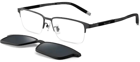 Jeep Rectangular Titanium Optical Glasses with Polarized Clip-On JEEP/T7095 Jeep Rectangular Titanium Optical Glasses with Polarized Clip-On JEEP/T7095