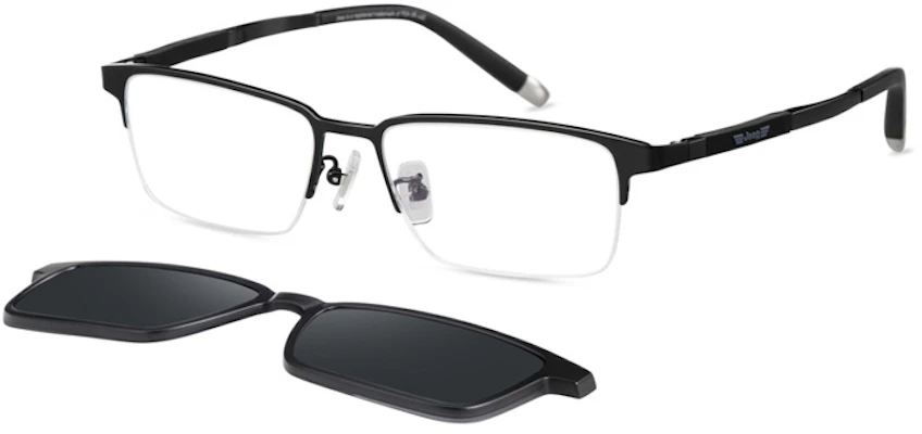 吉普矩形钛金属光学眼镜附偏光夹片 JEEP/T7095 Lookbook 吉普矩形钛金属光学眼镜附偏光夹片 JEEP/T7095