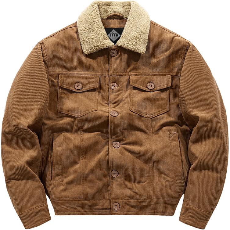 Jeep Retro Casual Fleece-Lined Warm Loose Fit Jacket for Men WSS18975-3