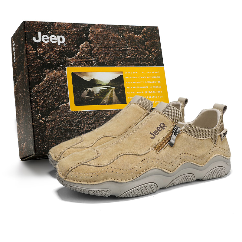 Jeep Retro Casual Leather Hiking Shoes for Men - Lightweight & Comfortable. P241M01041
