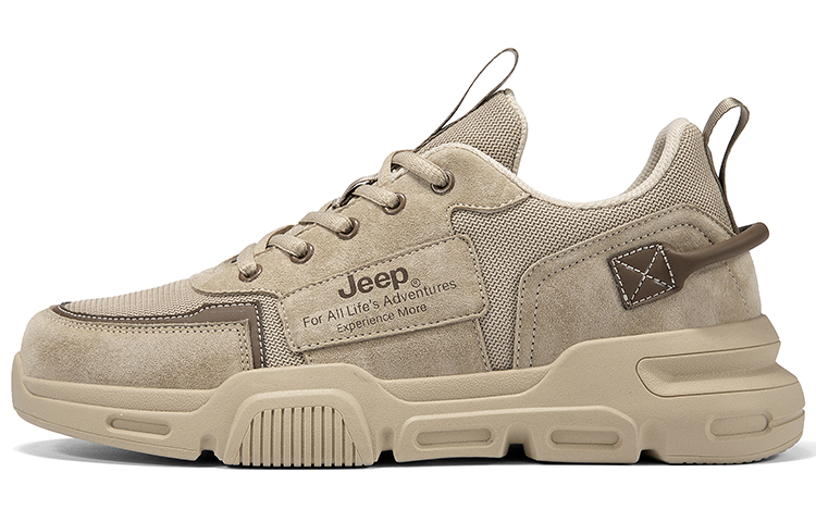 Jeep Retro Casual Low-Top Sneakers Beige Lightweight and Versatile Shoes P901196K Sand Color