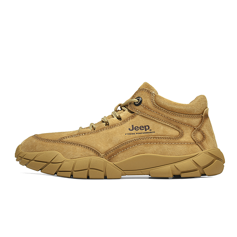 Jeep Retro Classic Outdoor Mid-Top Sneakers Beige P231091120 Camel Color