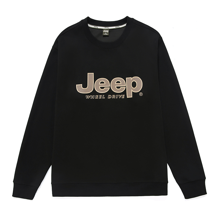 Jeep Retro Letter Print Crewneck Pullover Sweatshirt - Style P743MKJ208-1