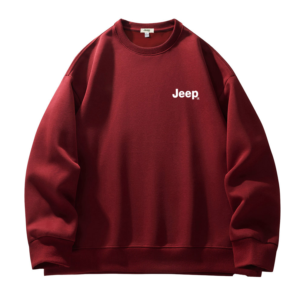 Jeep Retro Logo Crewneck Sweatshirt Unisex Casual Fleece Pullover - Thickened Warm P741MKJ301