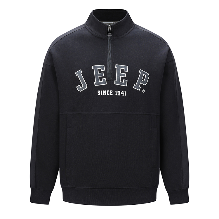 Jeep Retro Logo Print Fashion Long-Sleeve Sweatshirt with Stand Collar P743MKJ270-1