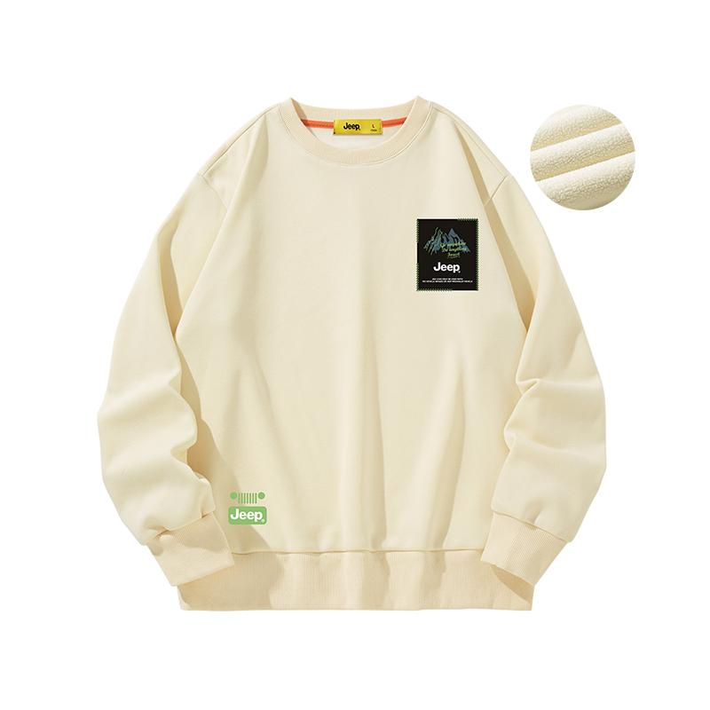 Jeep Retro Logo Print Fleece Pullover Crewneck Sweatshirt Unisex P834MKJ419