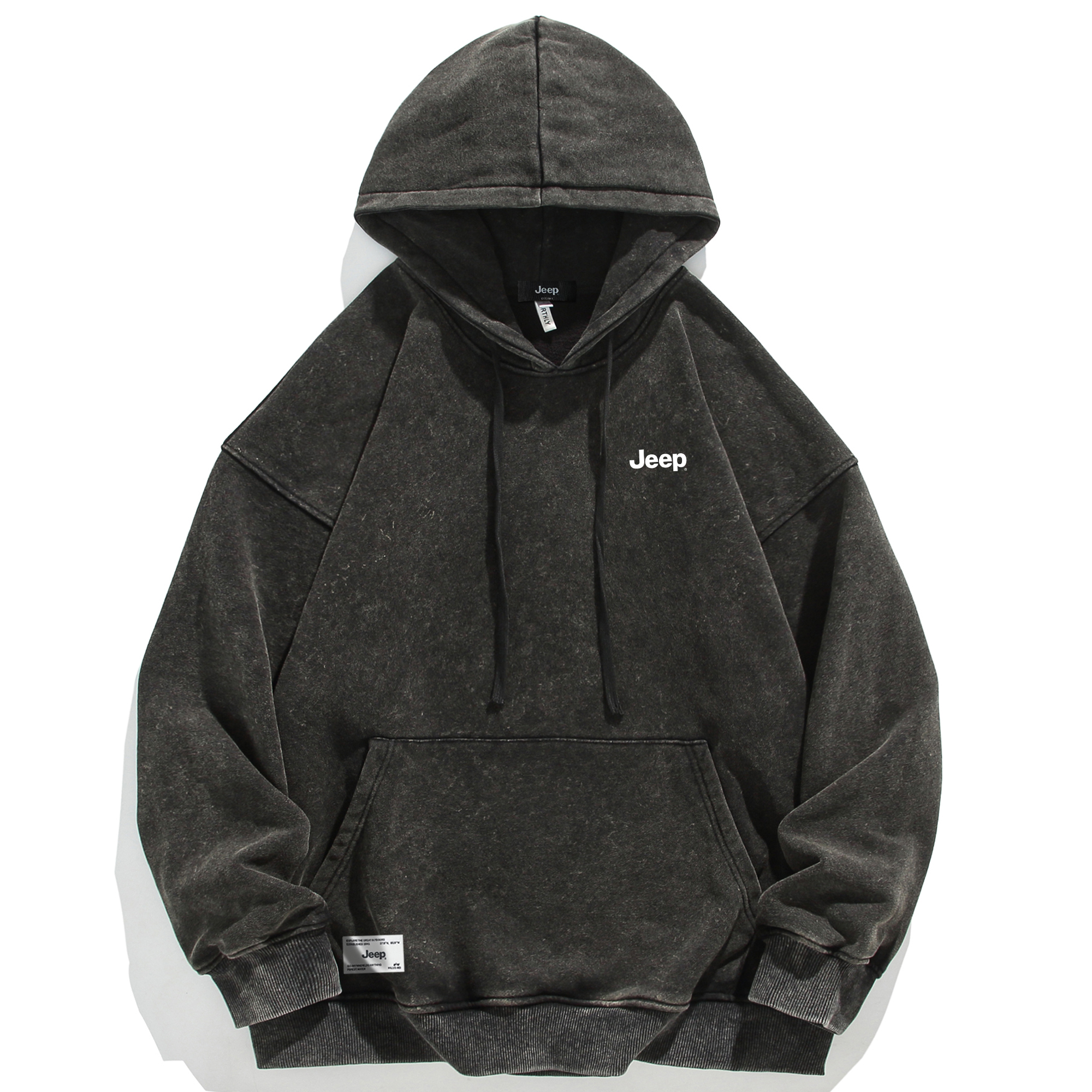 Jeep Retro Logo Print Washed Heavyweight Hoodie Unisex - Oversized & Fleece Options P841MKJ334-ST