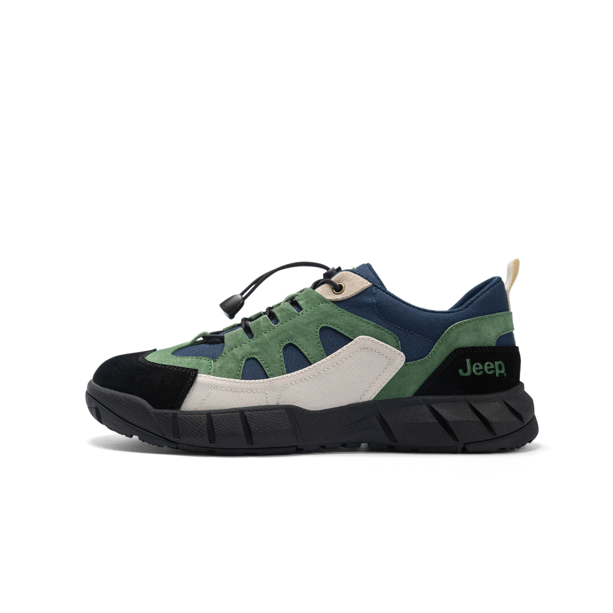 Jeep Retro Low-Top Sneakers Black/Green - Lightweight, Durable & Slip-Resistant P241M05130 - Black Green