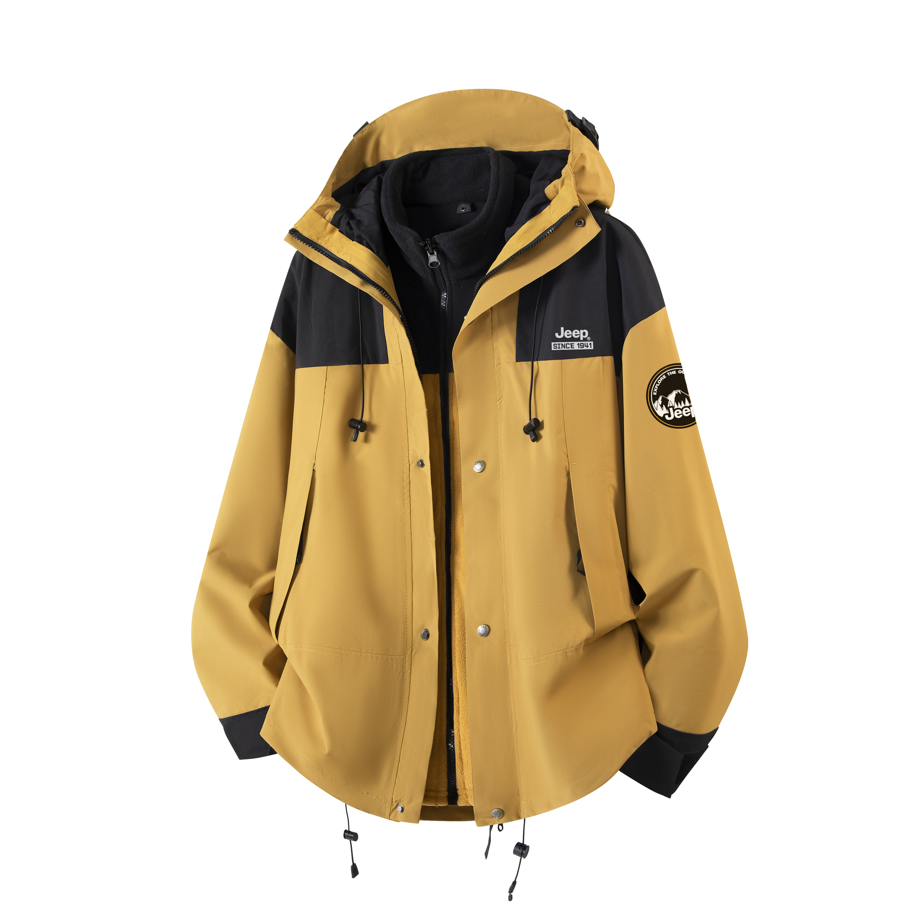 Jeep Retro Outdoor 3-in-1 Hooded Jacket Windproof Waterproof Unisex P741MWJ066