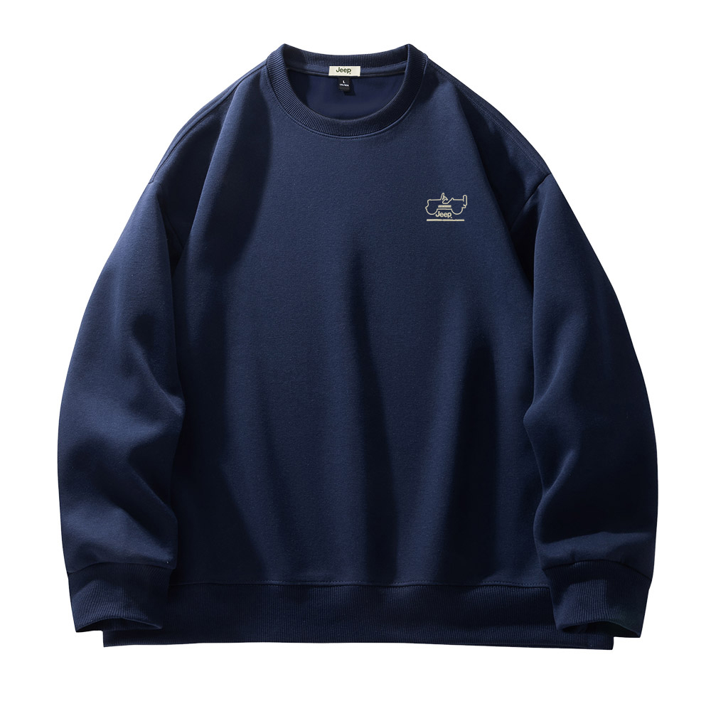 Jeep Retro Oversized Fleece Crewneck Sweatshirt Unisex - Casual & Warm Style P74GMKJ146