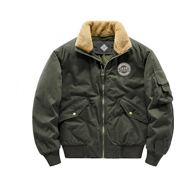 Jeep Retro Shearling Flight Jacket - Loose Fit, Fleece-Lined, Thickened JPD83678