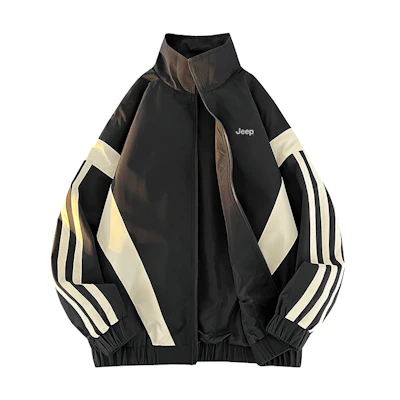 Jeep Retro Sports Jacket Waterproof Striped Colorblock Casual Unisex Coach Jacket P841MWJ714