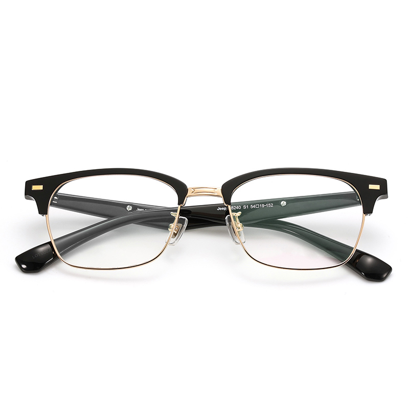 Shop 吉普复古方形男士光学眼镜框-金色商务款 JEEPB8240