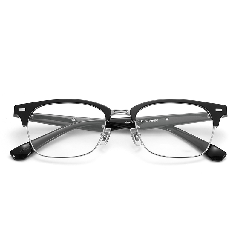 Sizing 吉普复古方形男士光学眼镜框-金色商务款 JEEPB8240