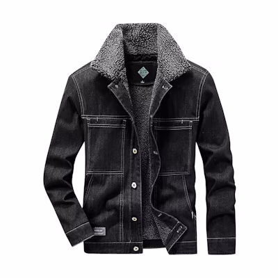 Jeep Retro Washed Denim Jacket - Oversized, Thickened, and Fleece-Lined JP3285F001