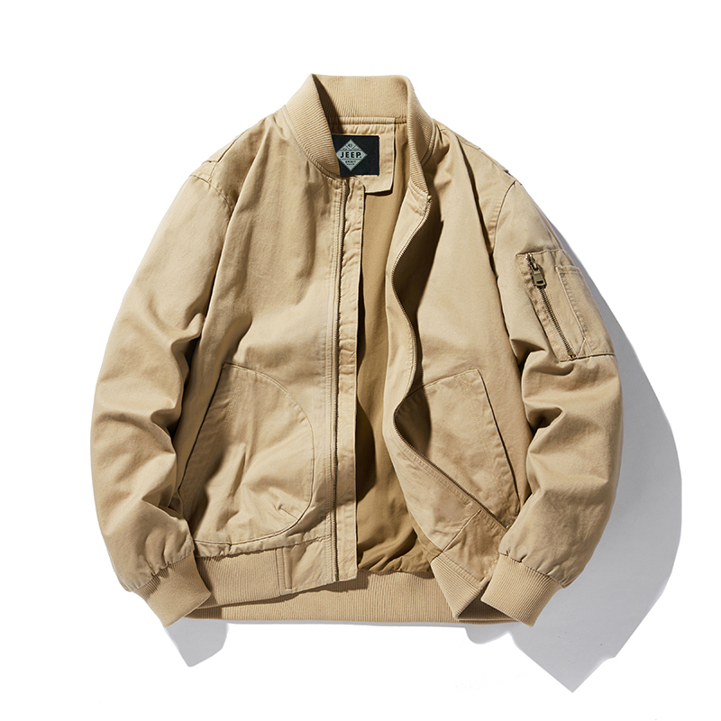 Jeep Retro Washed Fleece-Lined Oversized Bomber Jacket for Men JP66899-1