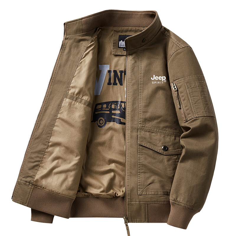 Jeep Retro Workwear Ripstop Multi-Pocket Zip Jacket with Stand Collar 24MB773JC0769