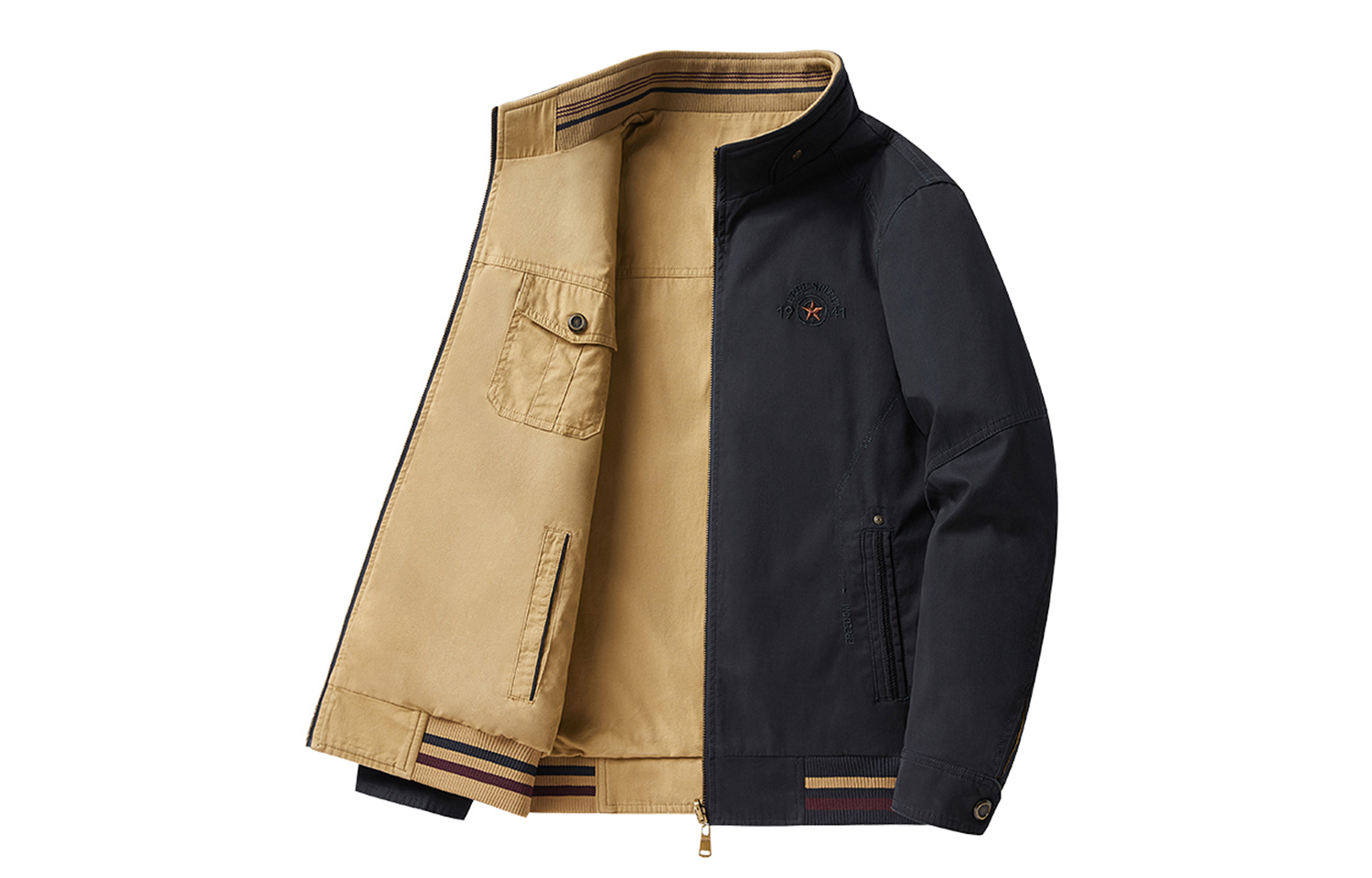 Jeep Reversible Stand Collar Zip-Up Casual Sport Jacket 24MA773JC6672