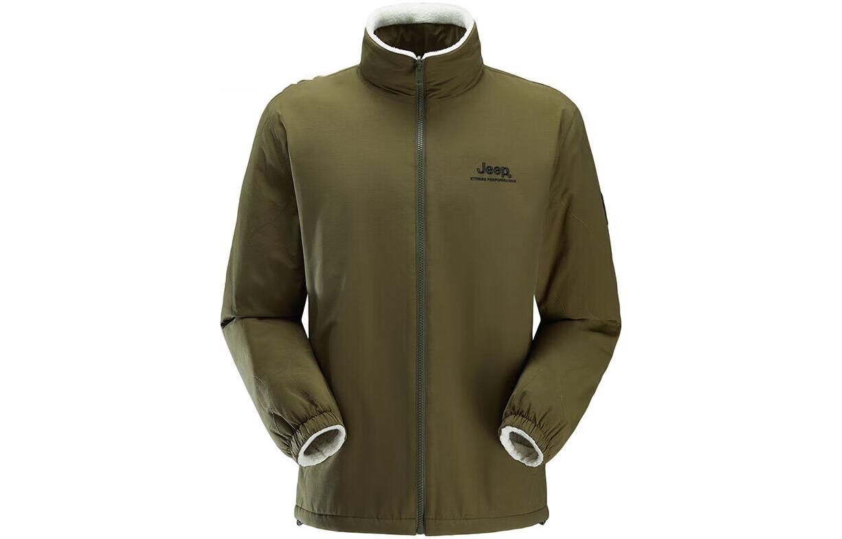 Jeep Reversible Water-Repellent Fleece Jacket with Stand Collar J232095057