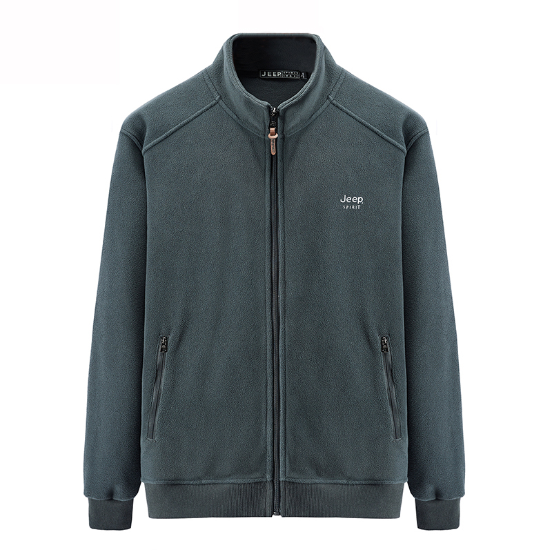 Jeep Solid Color Fleece Jacket Stand Collar Zipper Sweatshirt - Fall/Winter PL9901