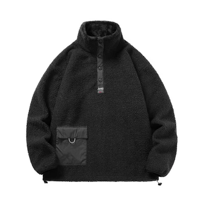 Jeep Solid Color Fleece Lined Embroidered Stand-Collar Zip-Up Jacket JP2261F018