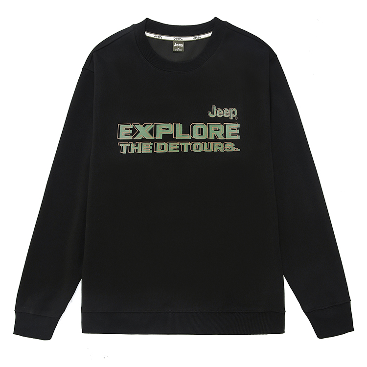 Jeep Solid Color Letter Print Urban Crewneck Sweatshirt Long Sleeve P743MKJ214-1