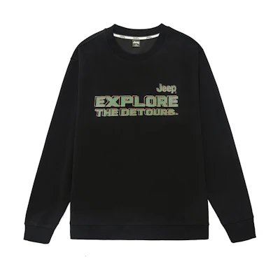 Jeep Solid Color Letter Print Urban Crewneck Sweatshirt Long Sleeve P743MKJ214-1