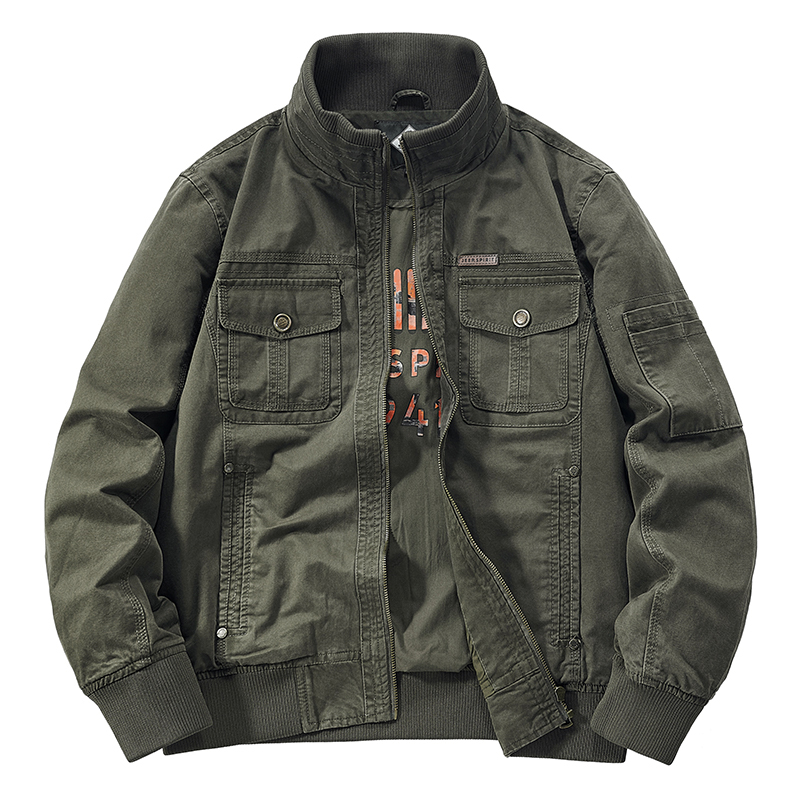 Jeep Solid Color Logo Outdoor Casual Zip-Up Work Jacket for Men JPL0010-1